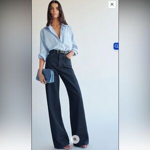 Reformation Wide-Leg Jeans in Dark Blue Denim